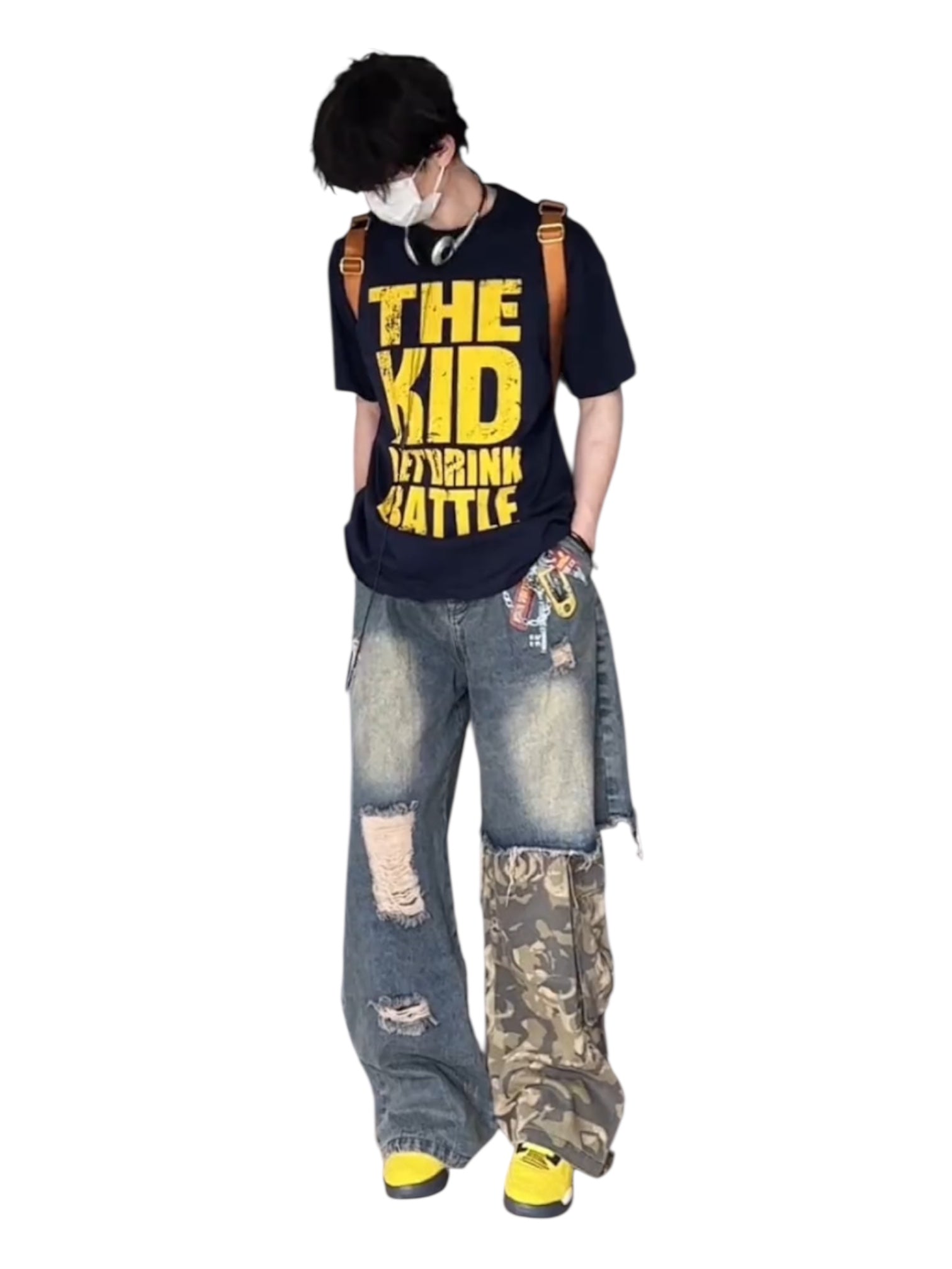 [MADWITCH] PATCHED CAMO DESTROYED JEANS B0310