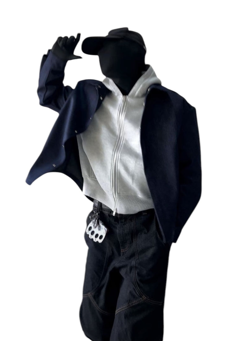 [FLAT ROOM] STRUCTURED BOX CUT ZIP-UP HOODIE S0210