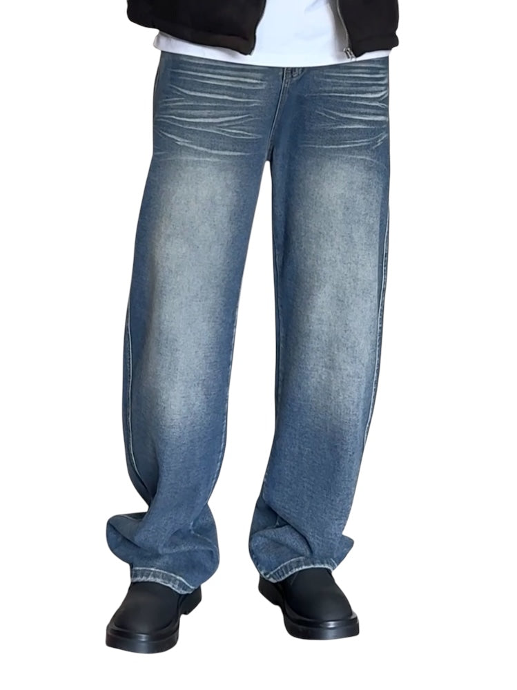 WASHED DRAPE STRAIGHT JEANS B0185