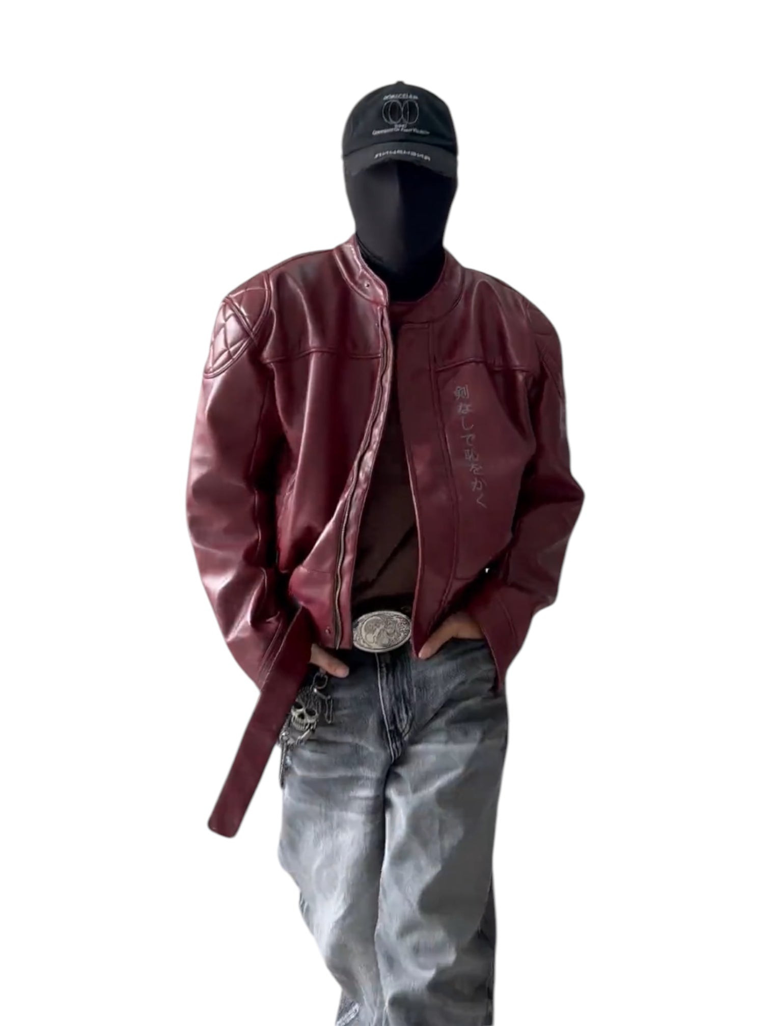 [REGEN ZONE] DRAGON-BLADE FAUX LEATHER JACKET T0176