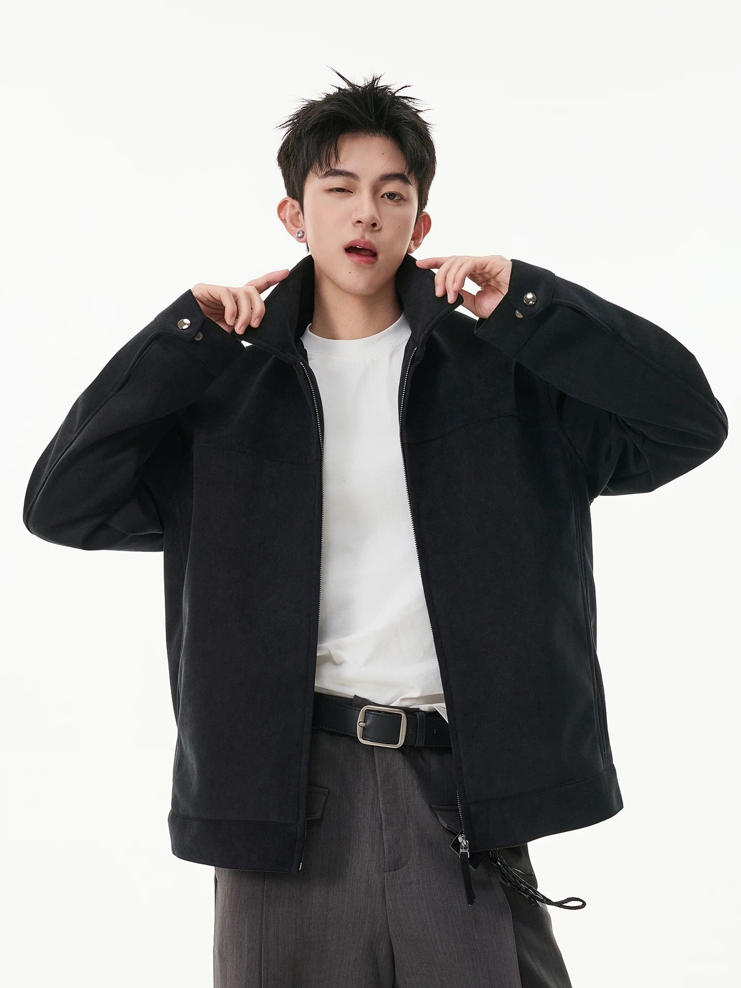 CHAQUETA HIP-HOP DE ANTE SINTÉTICO T0153