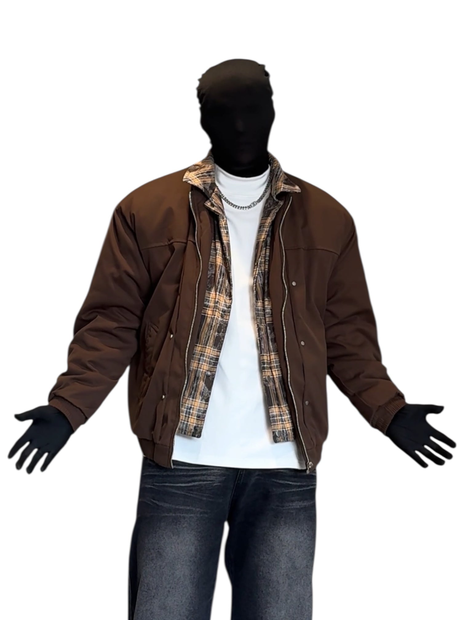 LAYERED PLAID WORK JACKET T0147