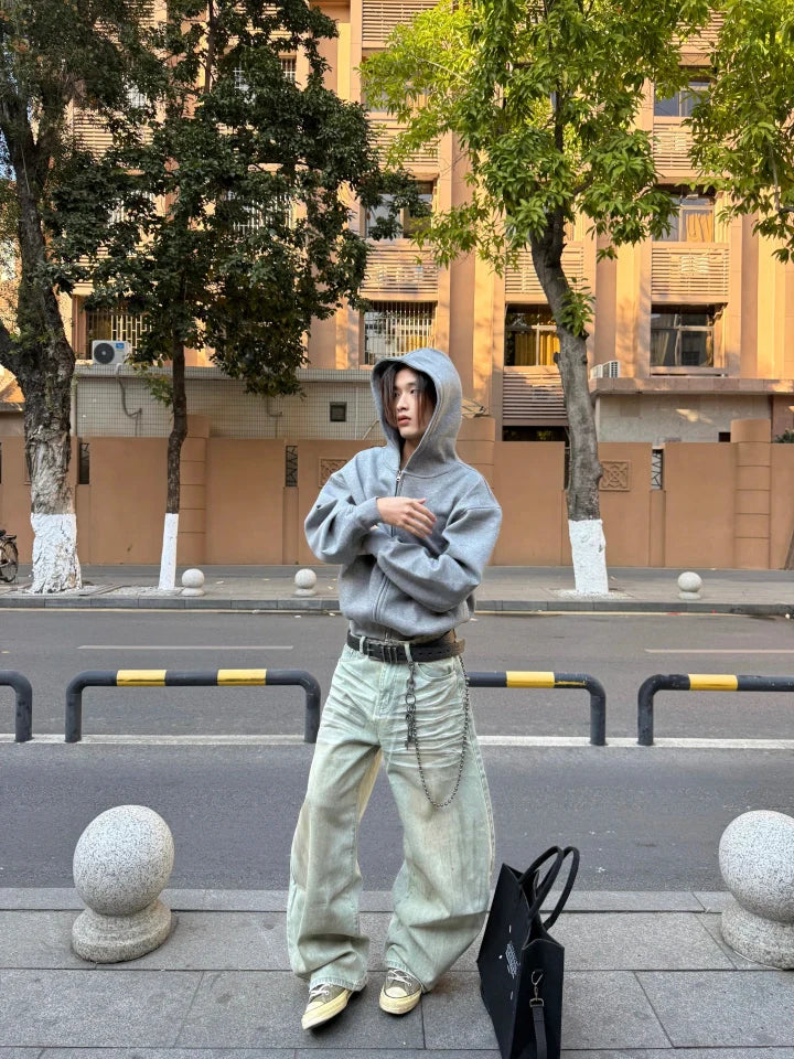 [FLAT ROOM] HEAVYWEIGHT BOX FIT ZIP HOODIE S0215