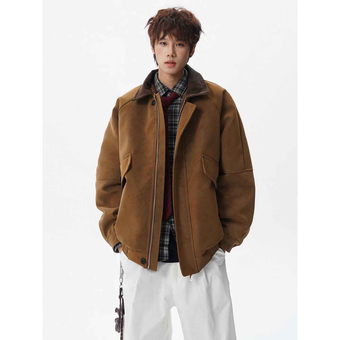 Vintage Suede Lapel Cotton Jacket FE0711