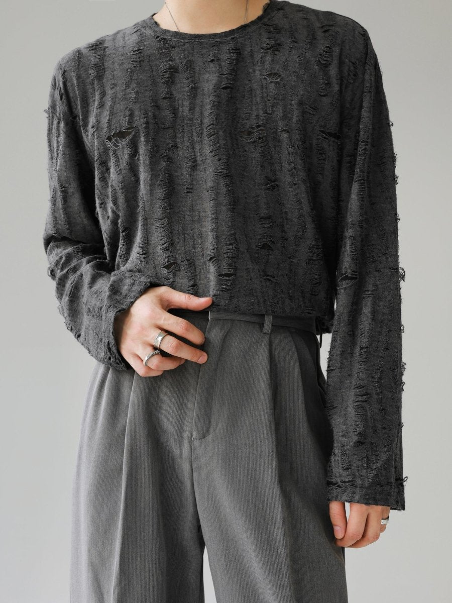 [HOHO]round neck hole T-shirt J0099