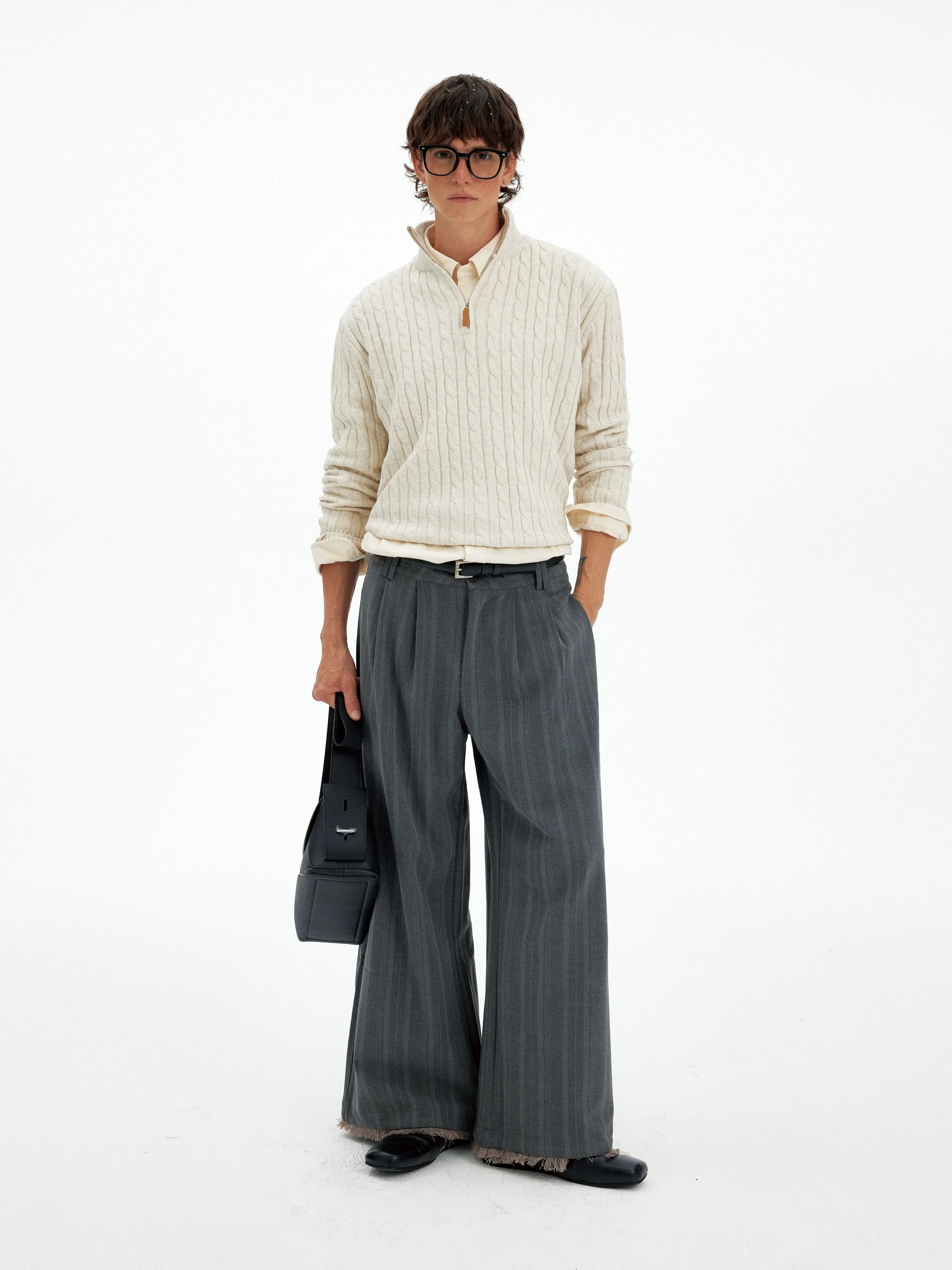 American retro twisted half-zipper sweater men's and women's autumn and winter casual lazy wind soft waxy knitted sweater tide S0165