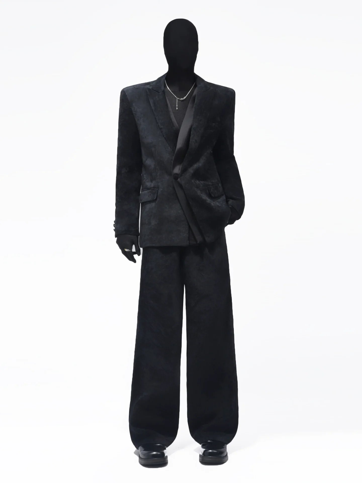 Autumn and winter chenille suit men's Korean version of ruffian handsome corduroy splicing blazer R015