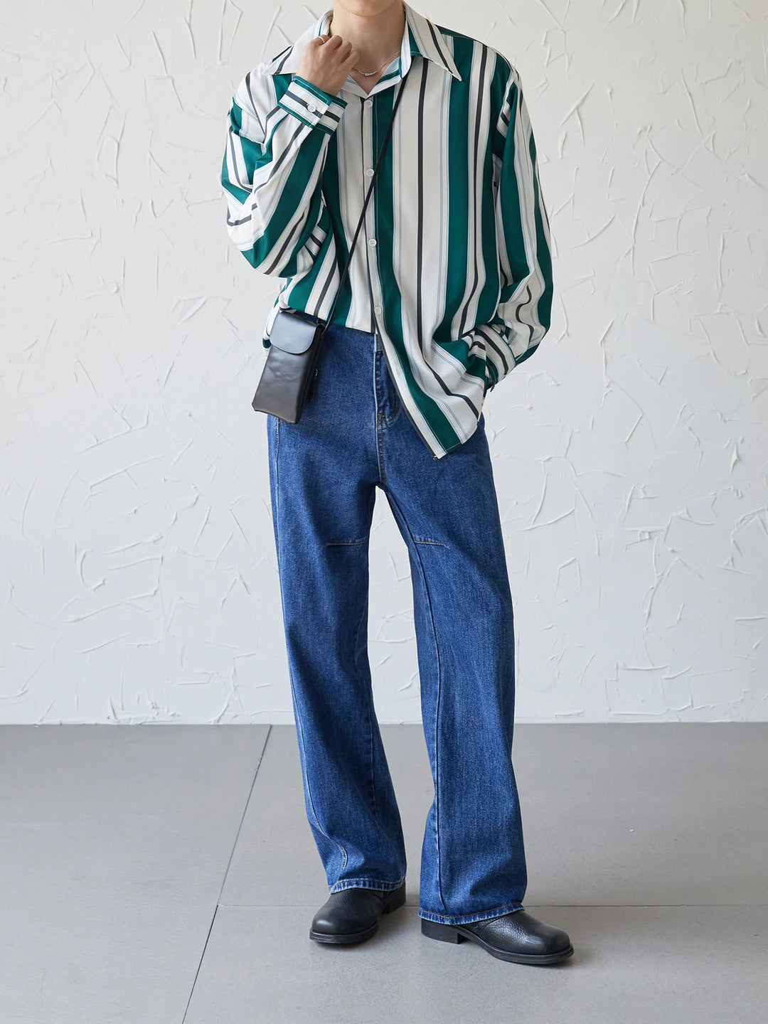 [DAZIONSED] STRIPE LONG SHIRT J0125