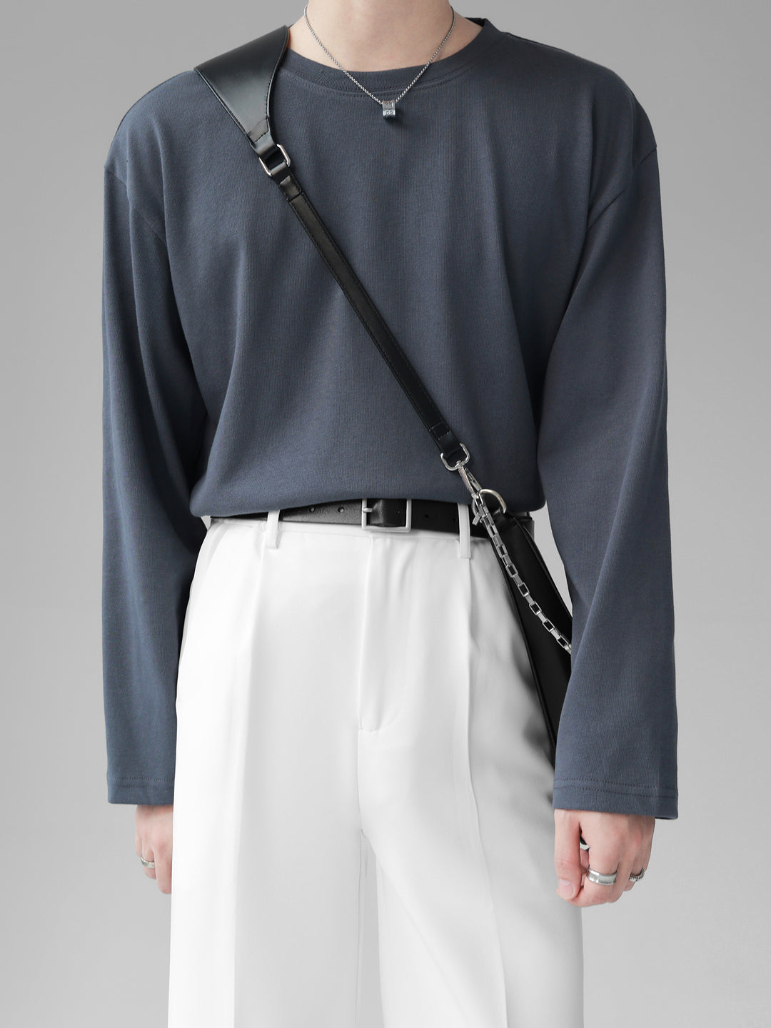 [HOHO] Self-made high-end drape solid color T-shirt J0083