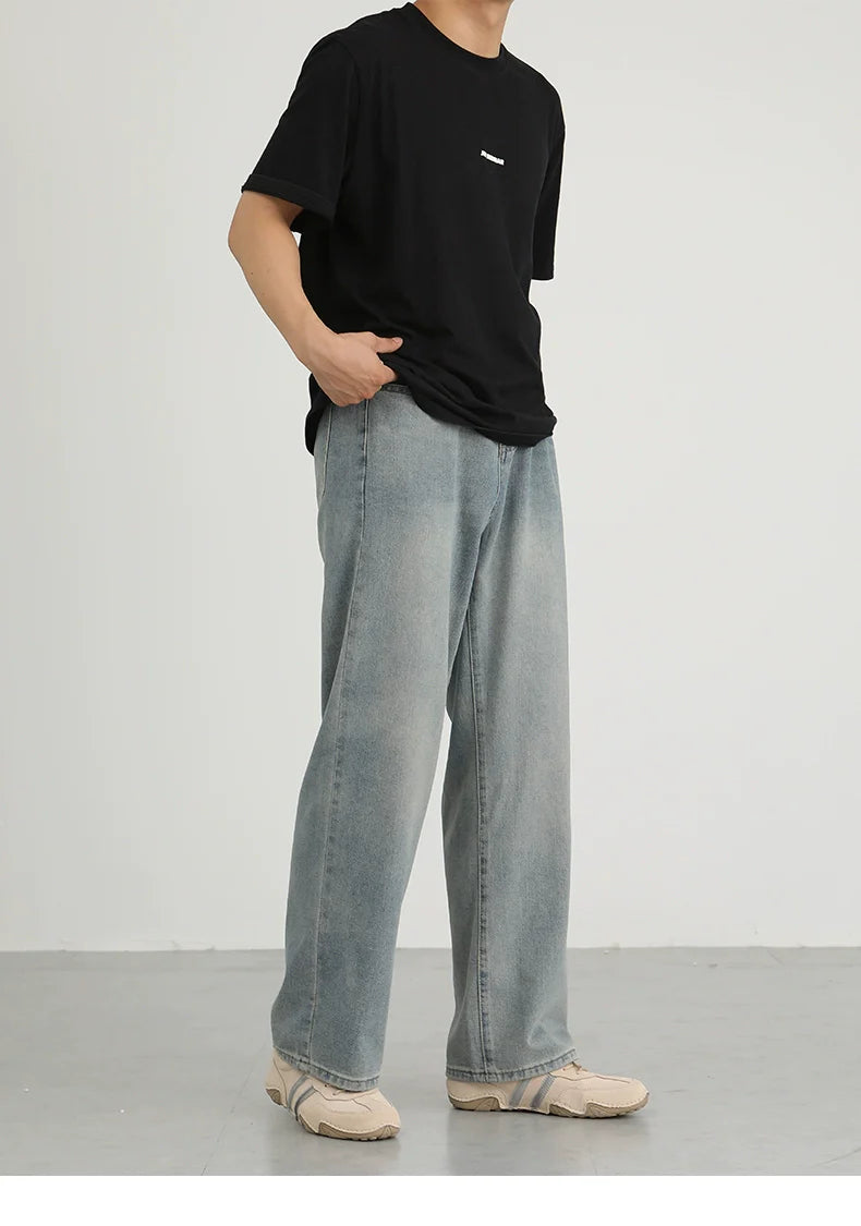 Washed and old versatile casual pants B0316