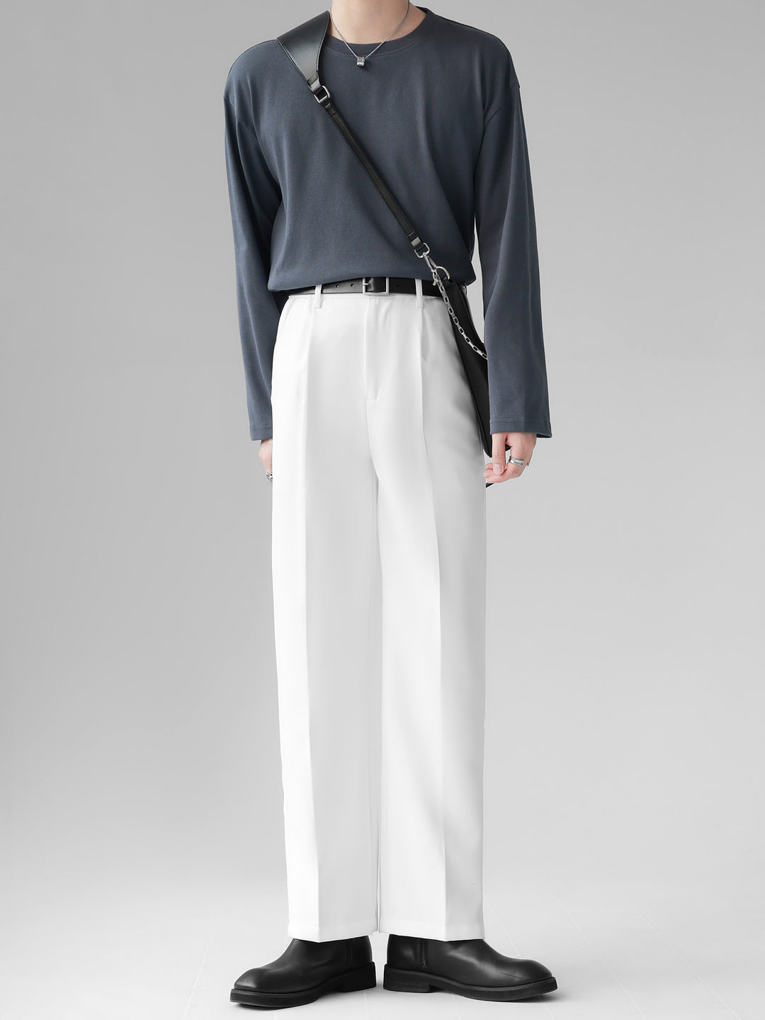 [HOHO] Self-made high-end drape solid color T-shirt J0083