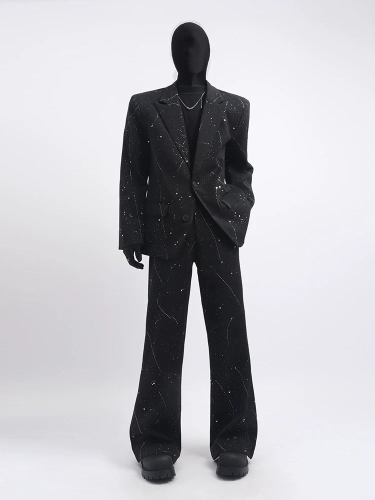 Black clothes high sense full of stars design blazer handsome fashion niche men's suit tide R011