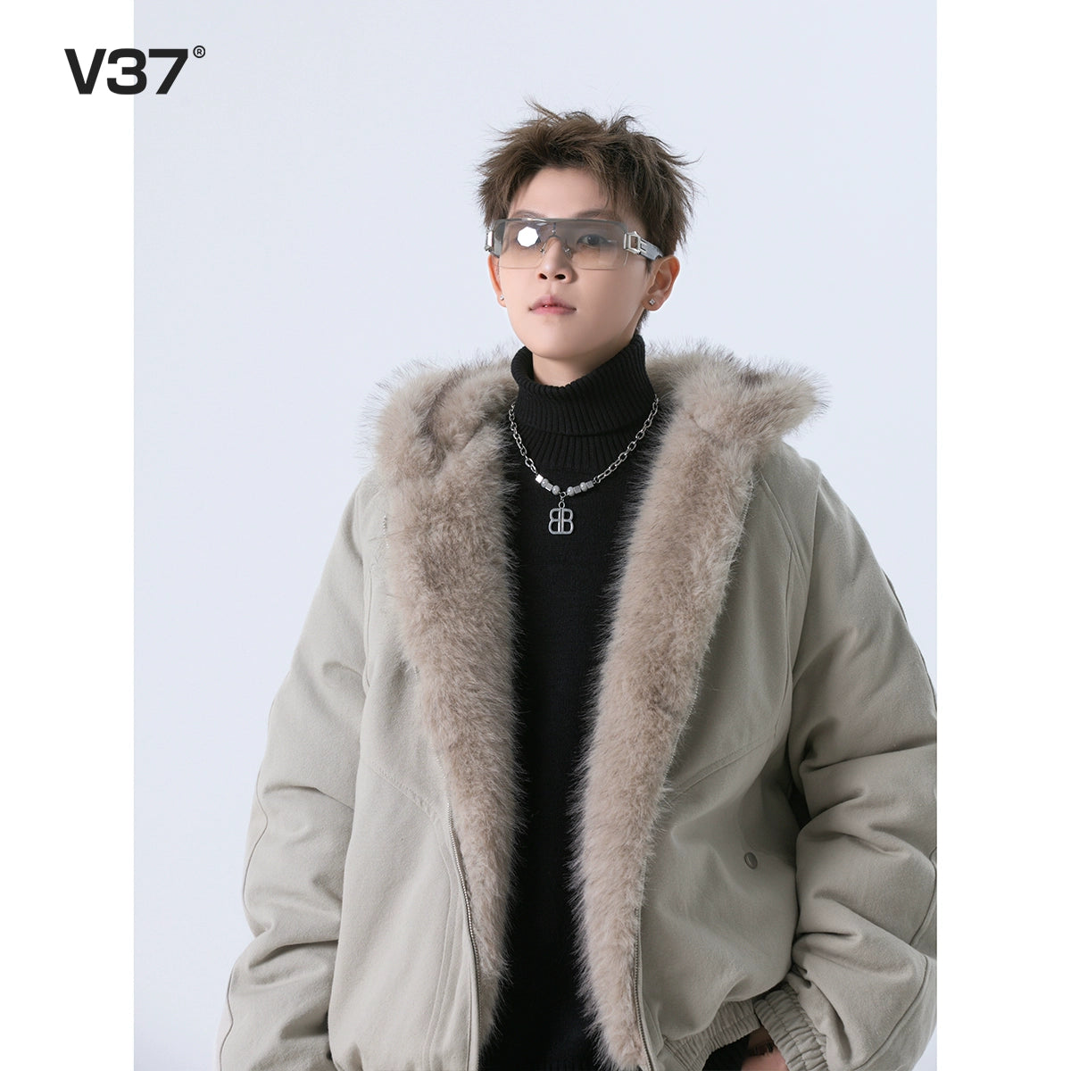 American big fur collar thickened jacket fff0286
