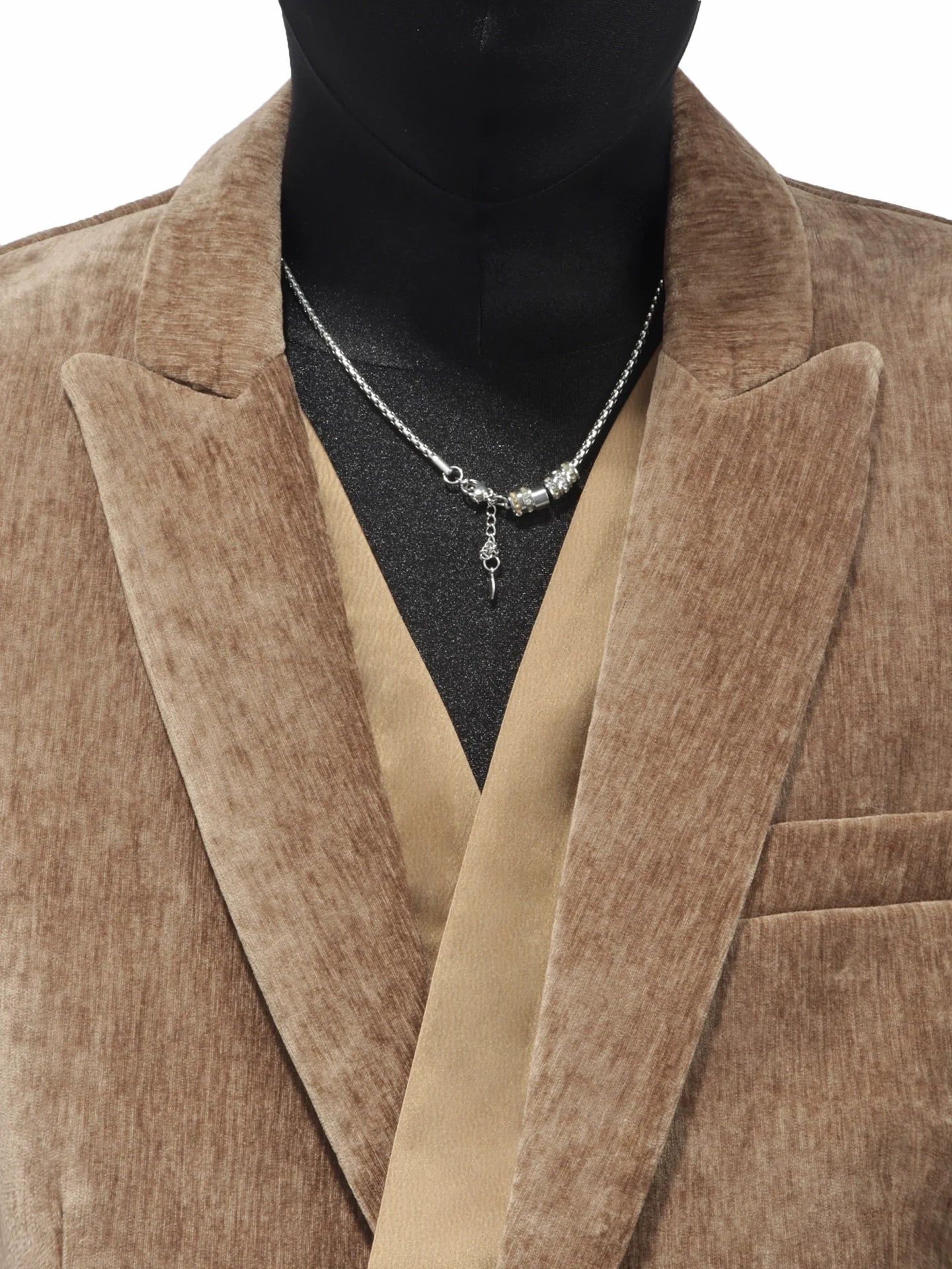 Autumn and winter chenille suit men's Korean version of ruffian handsome corduroy splicing blazer R015