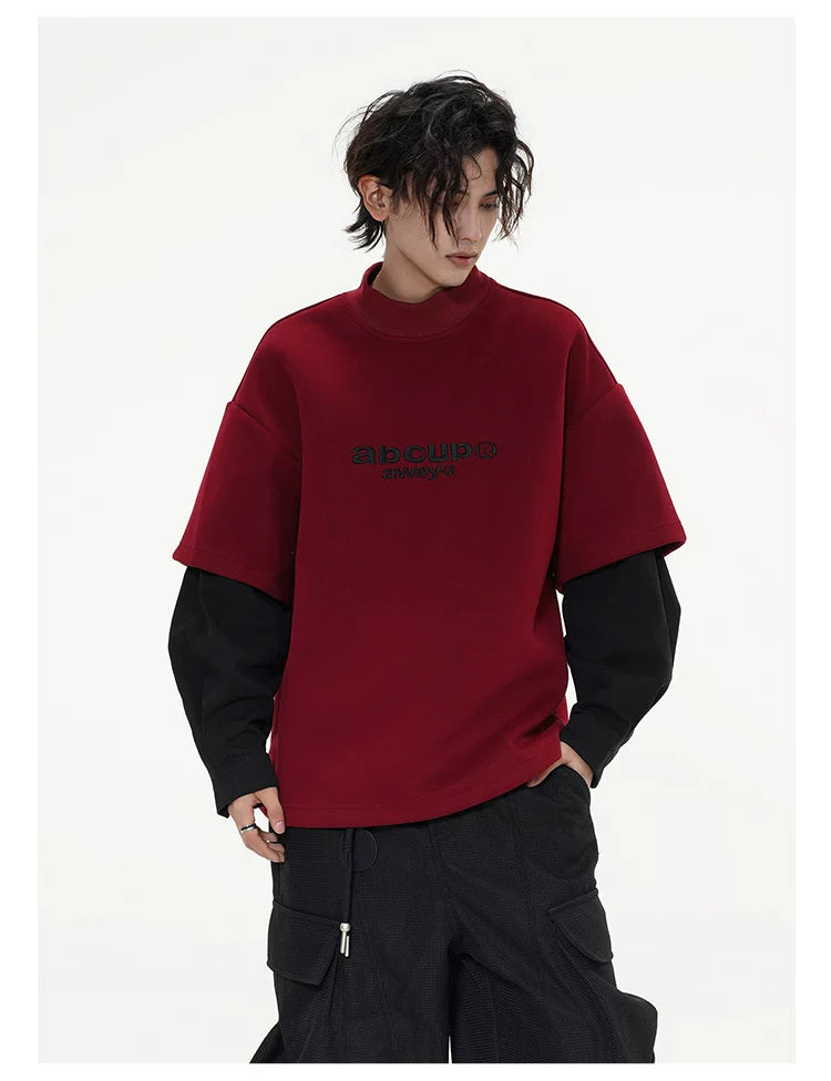 Tide brand embroidered fake two sweater fff0292