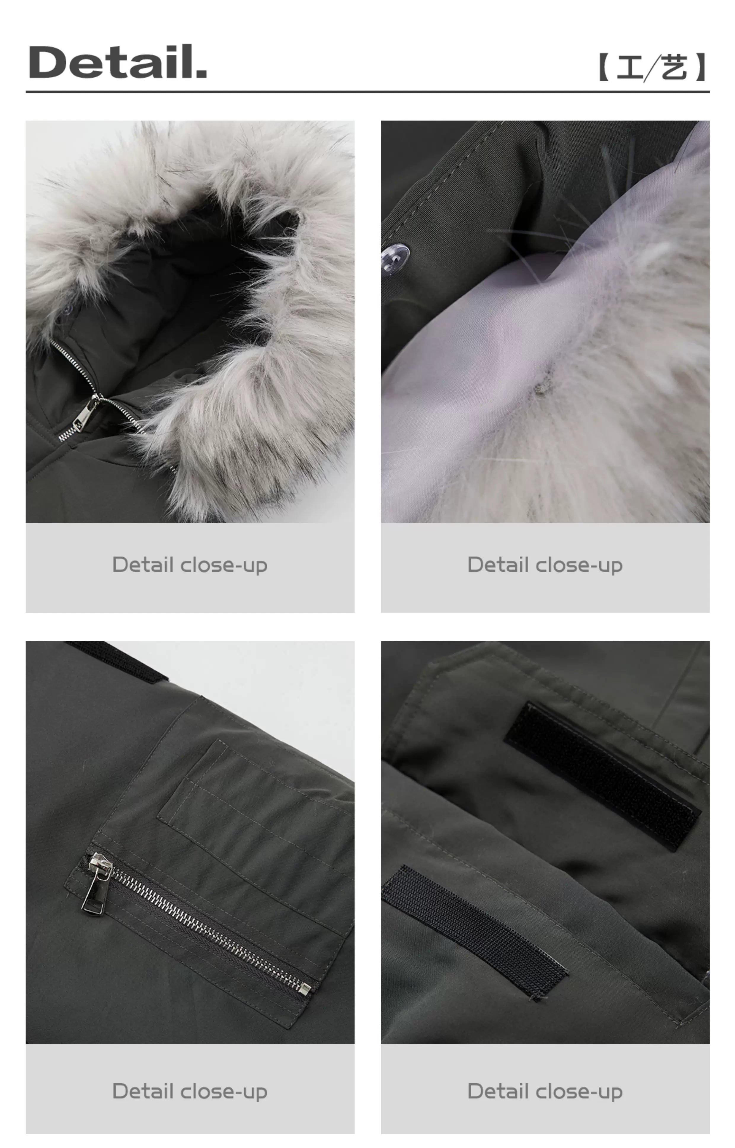 Vintage Fur Collar Hooded Thickened Parka FE0713