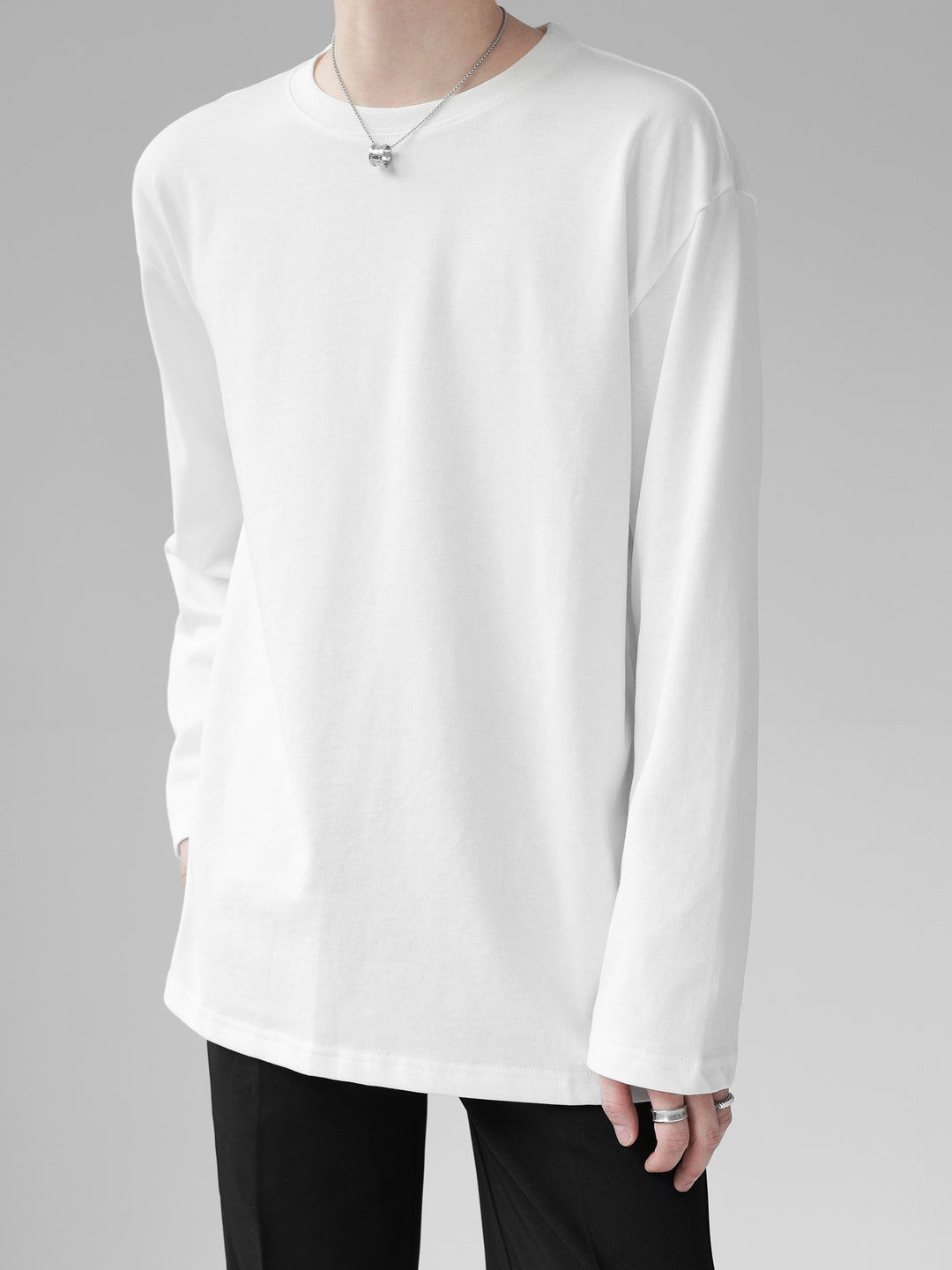 [HOHO] Self-made high-end drape solid color T-shirt J0083