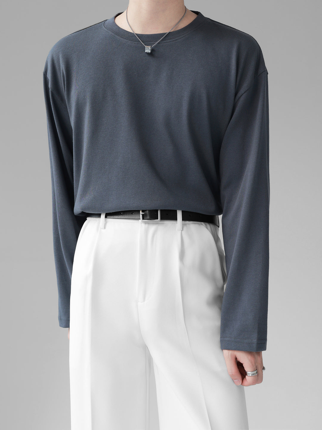 [HOHO] Self-made high-end drape solid color T-shirt J0083