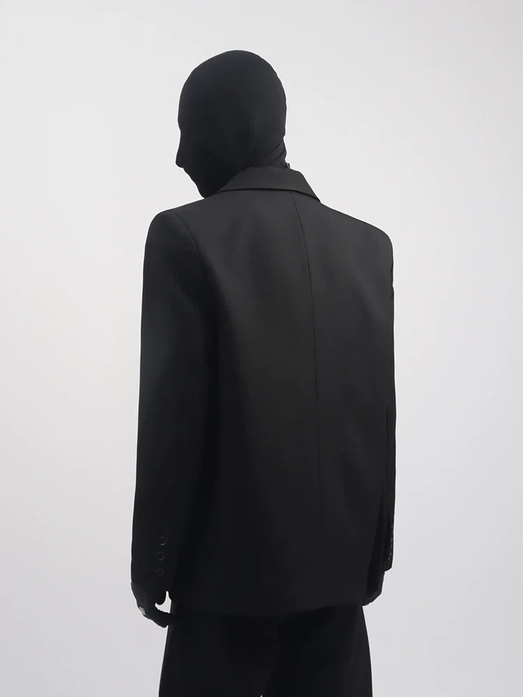 Black Clothes Premium Sense Small Fragrant Style Blazer Male Ruffian Handsome Temperament Trendy Metal Buckle Suit Trend R012