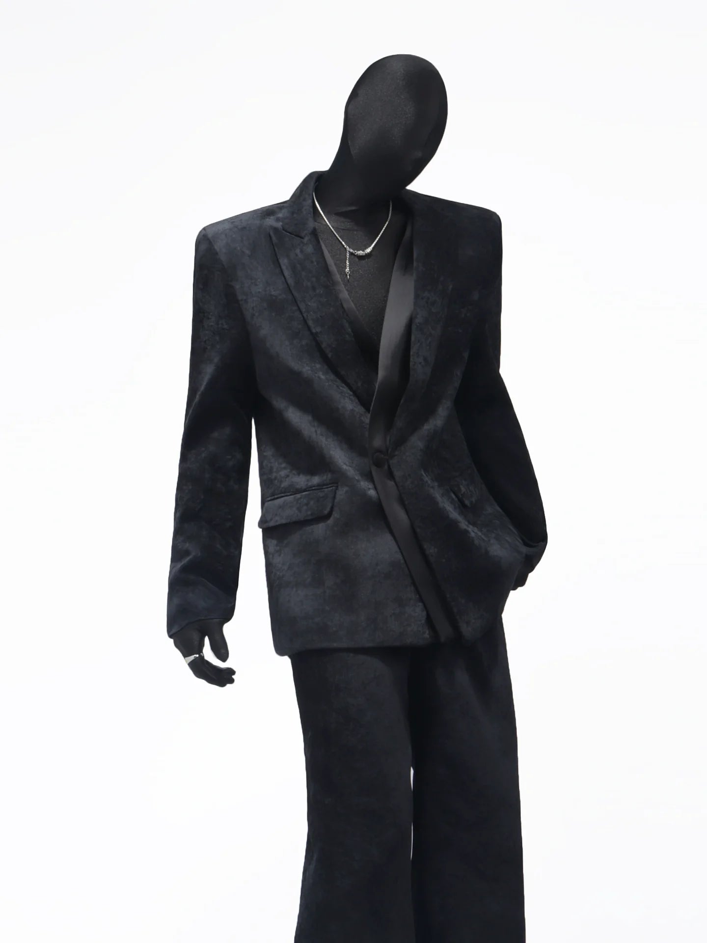 Autumn and winter chenille suit men's Korean version of ruffian handsome corduroy splicing blazer R015