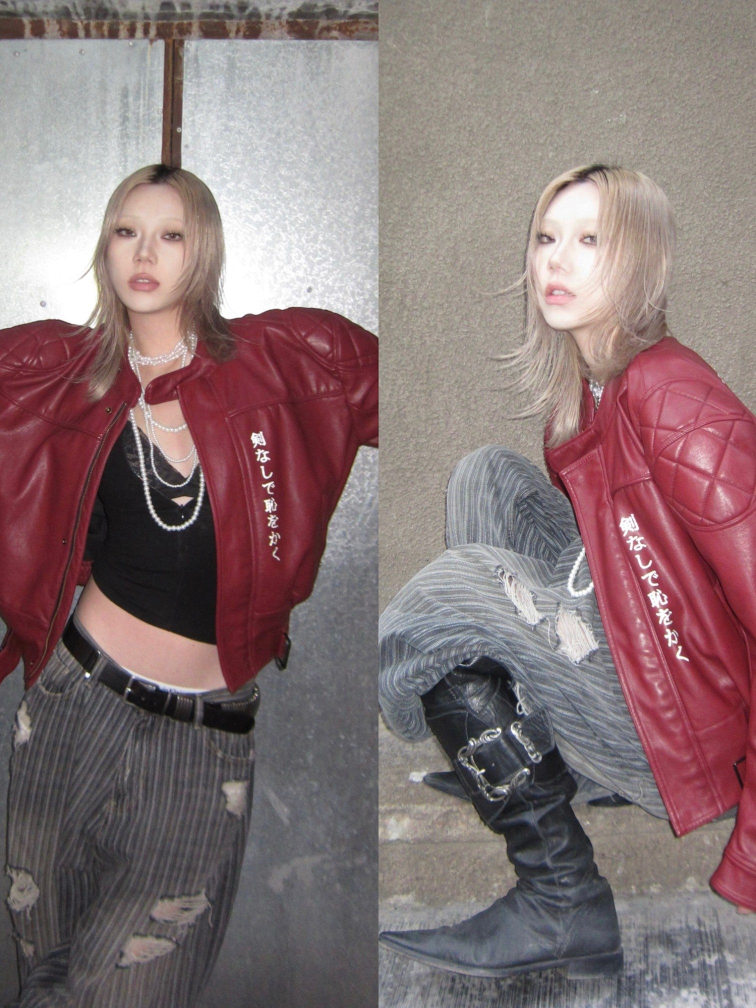 [REGEN ZONE] DRAGON-BLADE FAUX LEATHER JACKET T0176