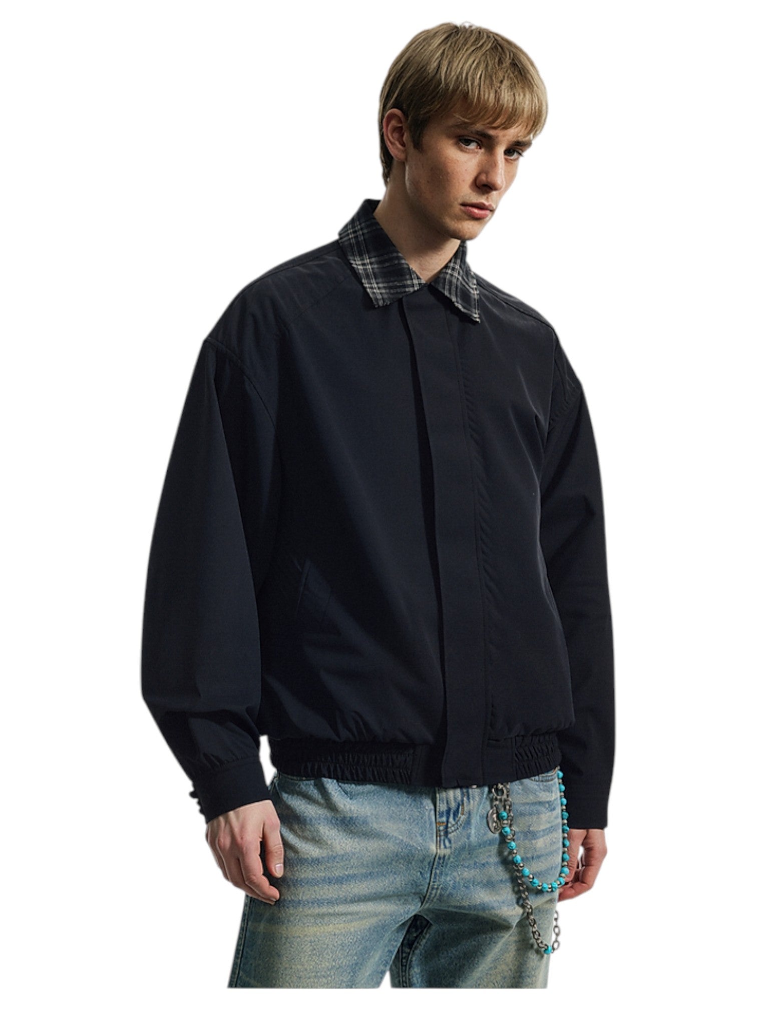 LAYERED PLAID WORK JACKET T0147