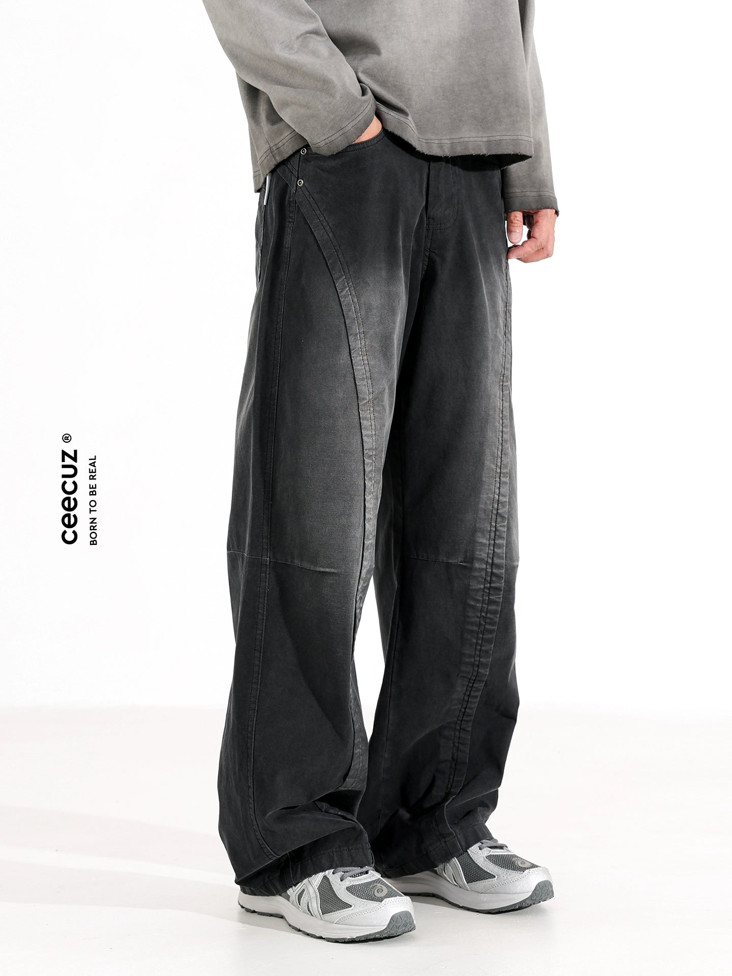 Men Cleanfit Oversized French Workwear Casual TrousersB0003