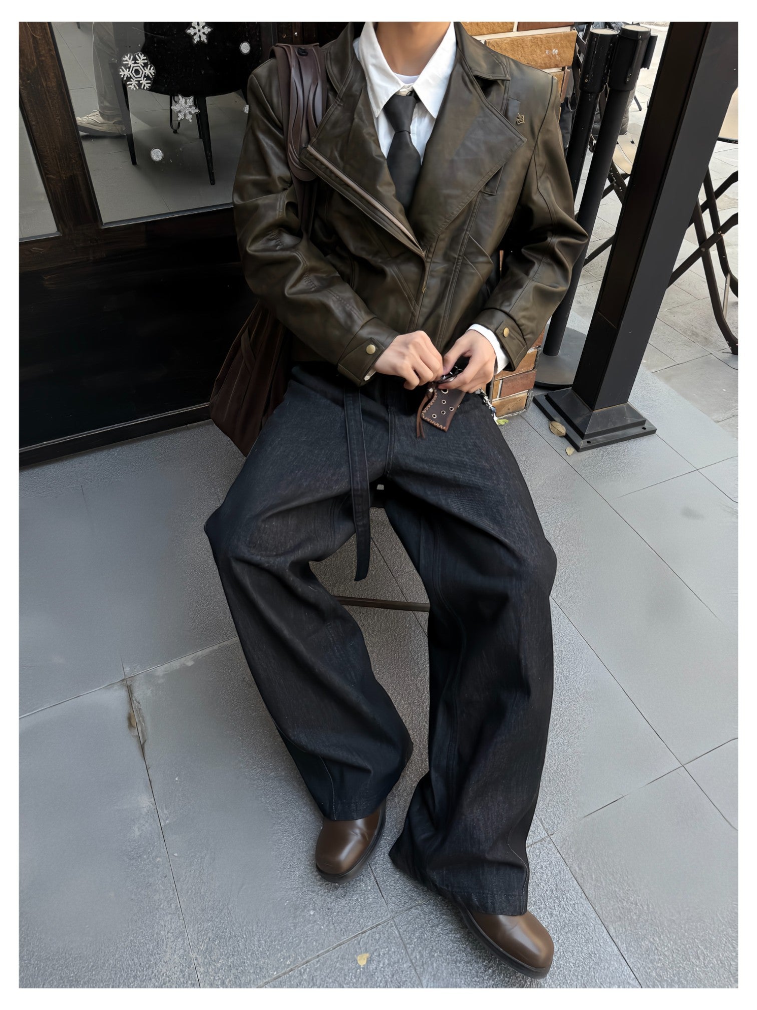 [SINONOME] DRAWSTRING A-CUT HEAVY JEANS B0303