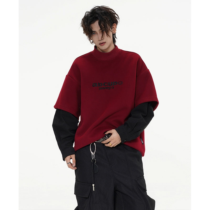 Tide brand embroidered fake two sweater fff0292