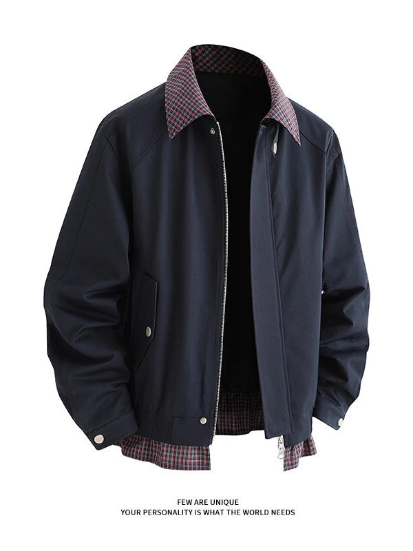 American high street lapel personalized splicing jacket C0392