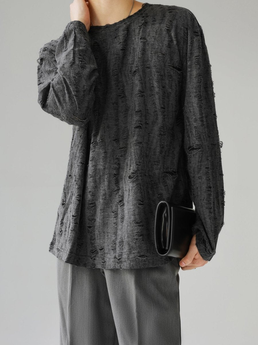 [HOHO]round neck hole T-shirt J0099