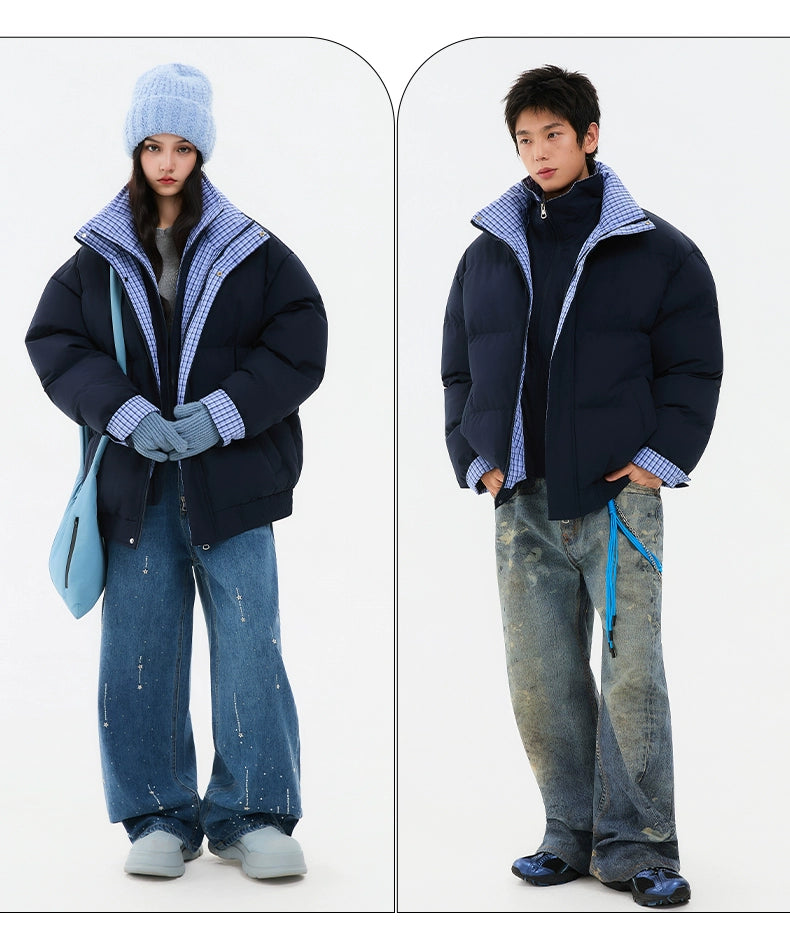 Contrasting color stand-up neck cotton jacket T0082