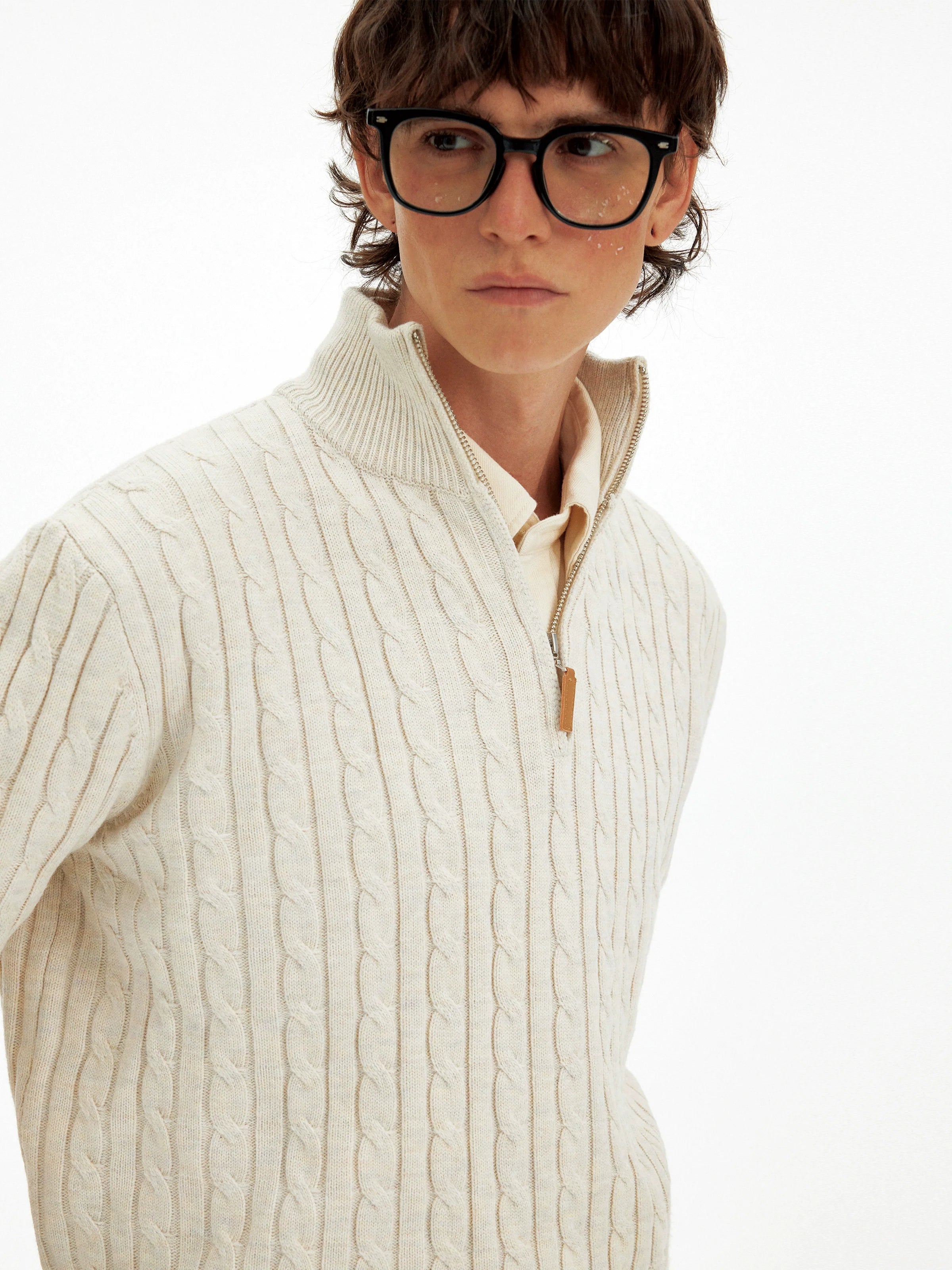 American retro twisted half-zipper sweater men's and women's autumn and winter casual lazy wind soft waxy knitted sweater tide S0165