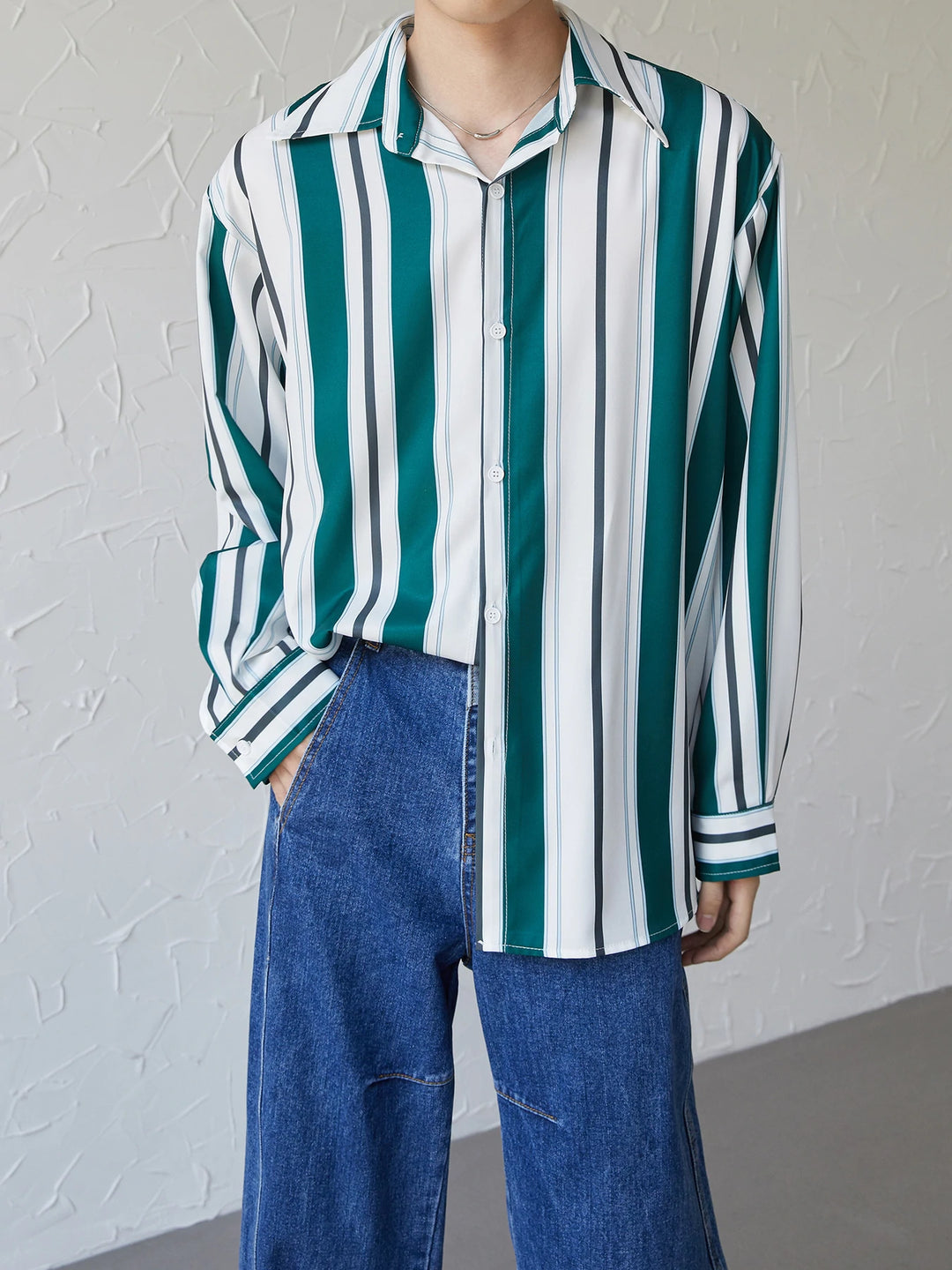[DAZIONSED] STRIPE LONG SHIRT J0125