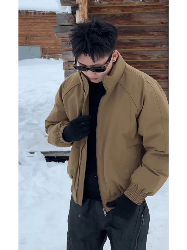 Black short stand-up neck silhouette down jacket C0379