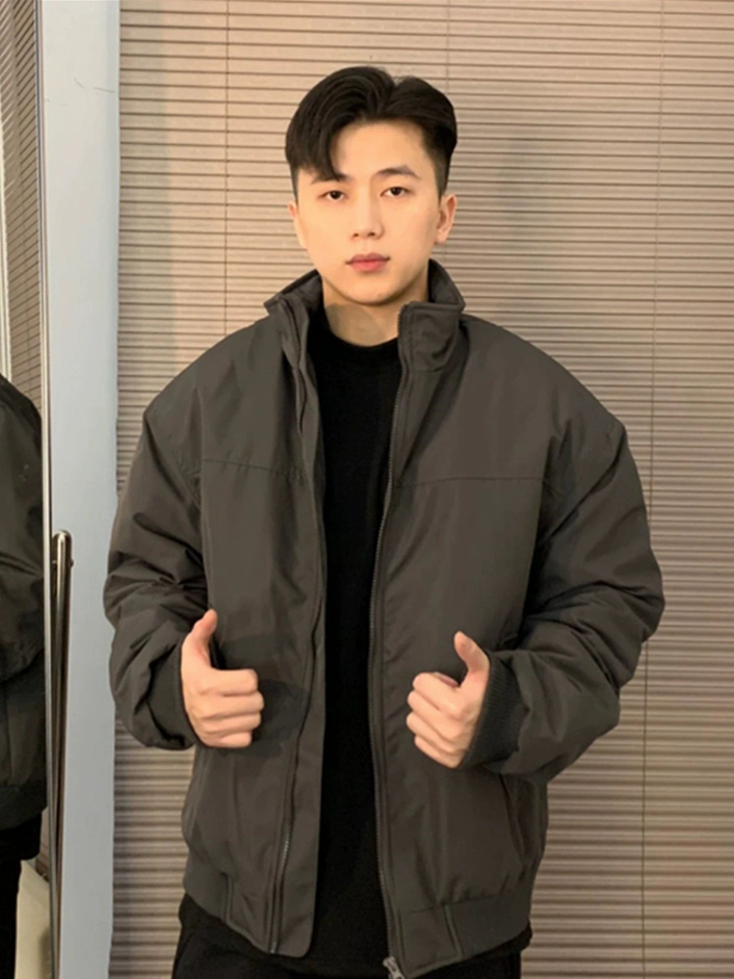 Black Padded Flight Jacket C0390