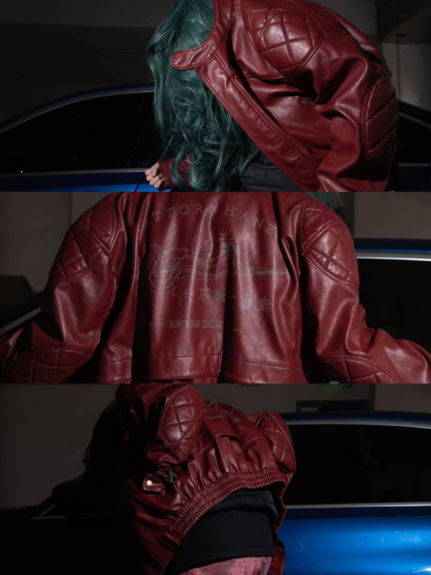 [REGEN ZONE] DRAGON-BLADE FAUX LEATHER JACKET T0176