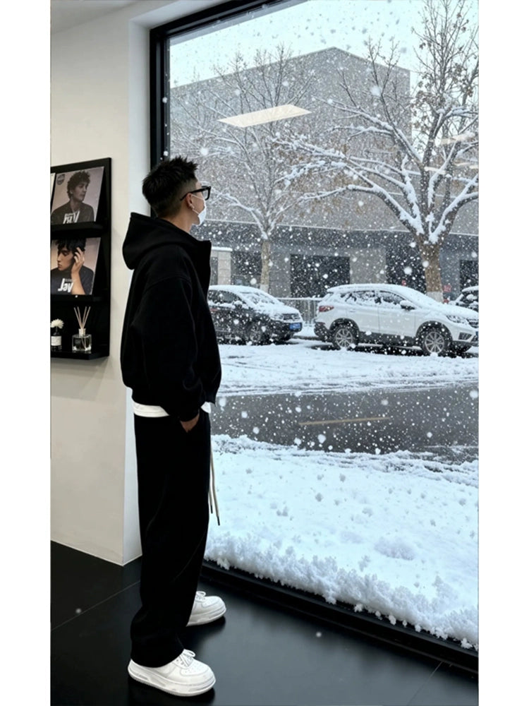 White grey hooded cardigan sweater set T0365