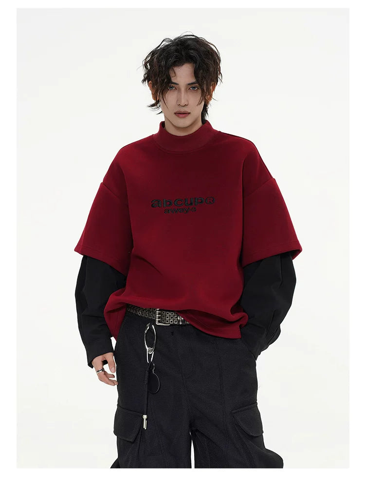 Tide brand embroidered fake two sweater fff0292