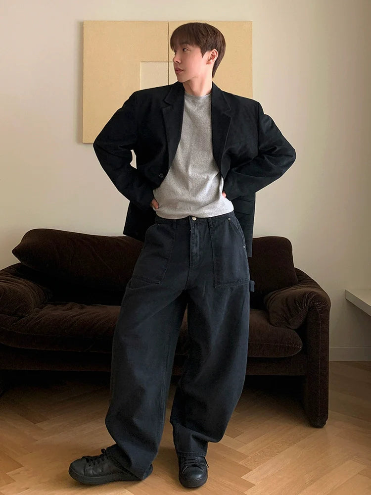 High-end casual suit men's spring new loose suit jacket Korean trend ruffian handsome top R001