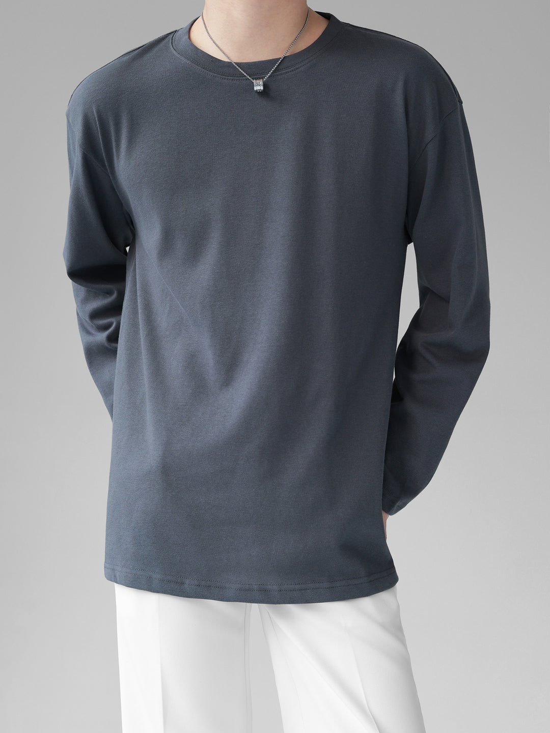 [HOHO] Self-made high-end drape solid color T-shirt J0083