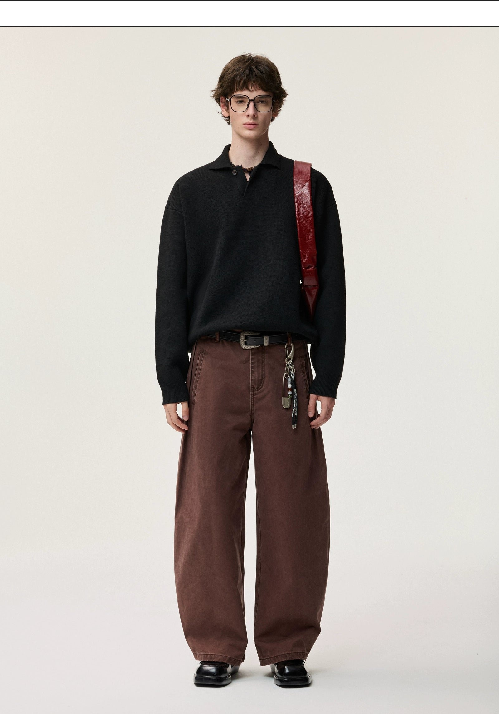 Lapel POLO neck knitted sweater C0383