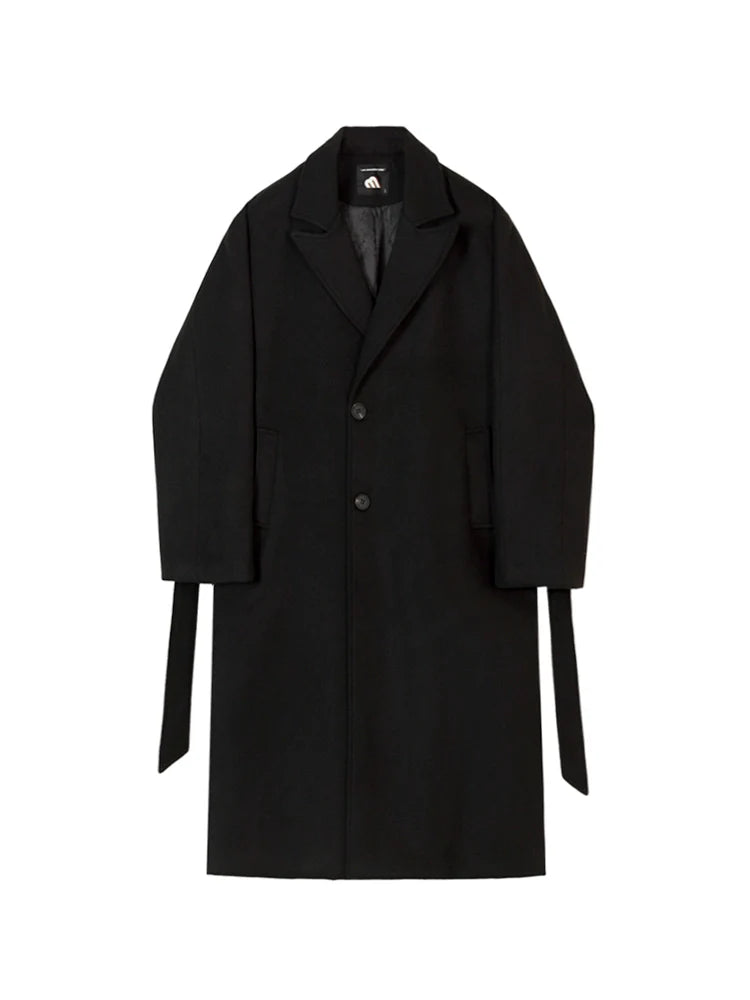 Abrigo de lana para hombre, abrigo coreano de invierno de alta gama hasta la rodilla, abrigo de lana grueso retro suelto, moderno R034 