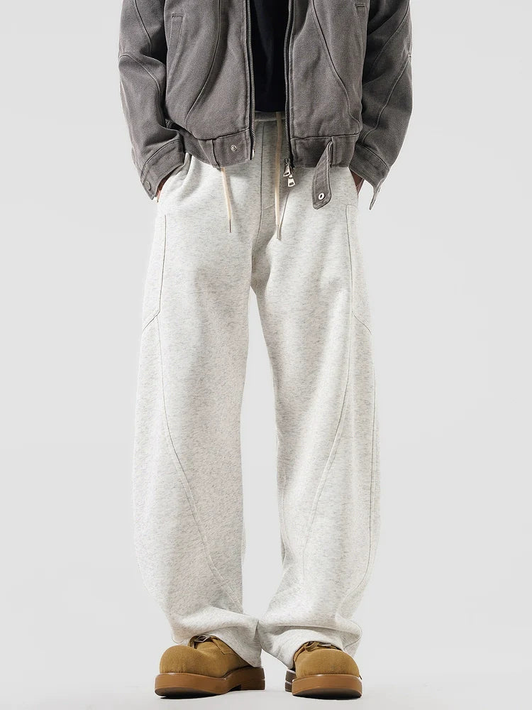 American heavy cleanfit solid color sweatpants men's trendy brand loose drape tooling casual pants B0320