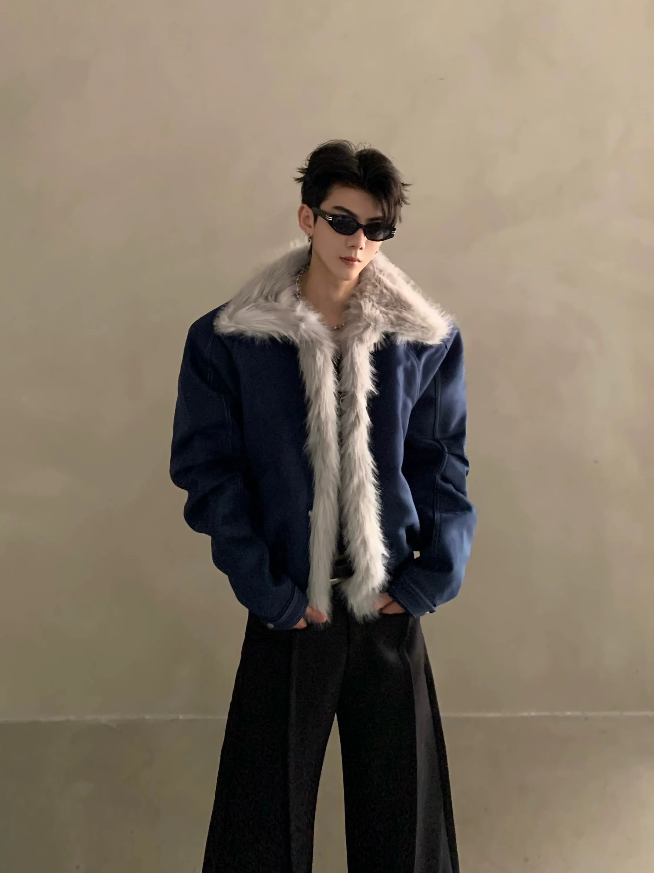 Winter niche high-end ruffian handsome sweater-neck cotton-padded jacket for men with thickened thermal seat mountain carving cotton-padded jacket T0192