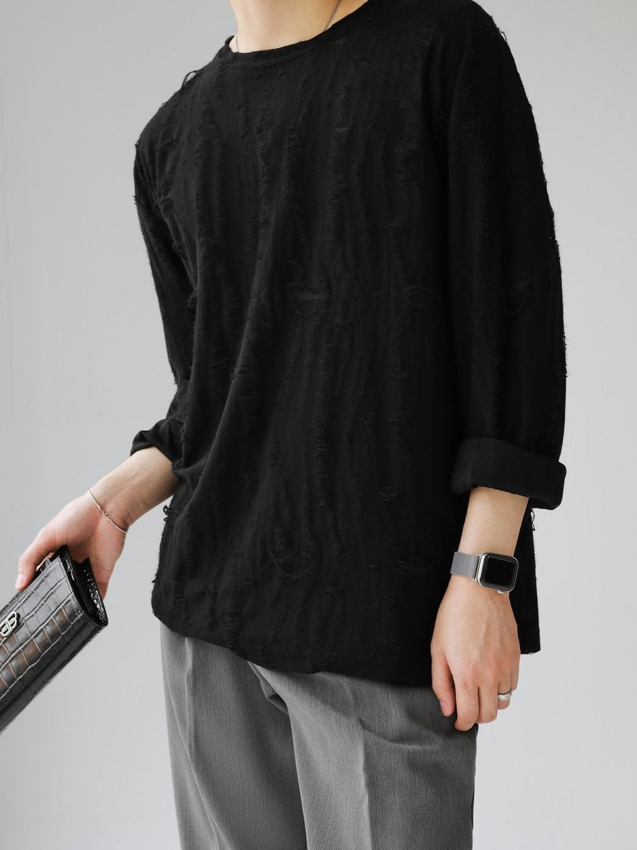 [HOHO]round neck hole T-shirt J0099