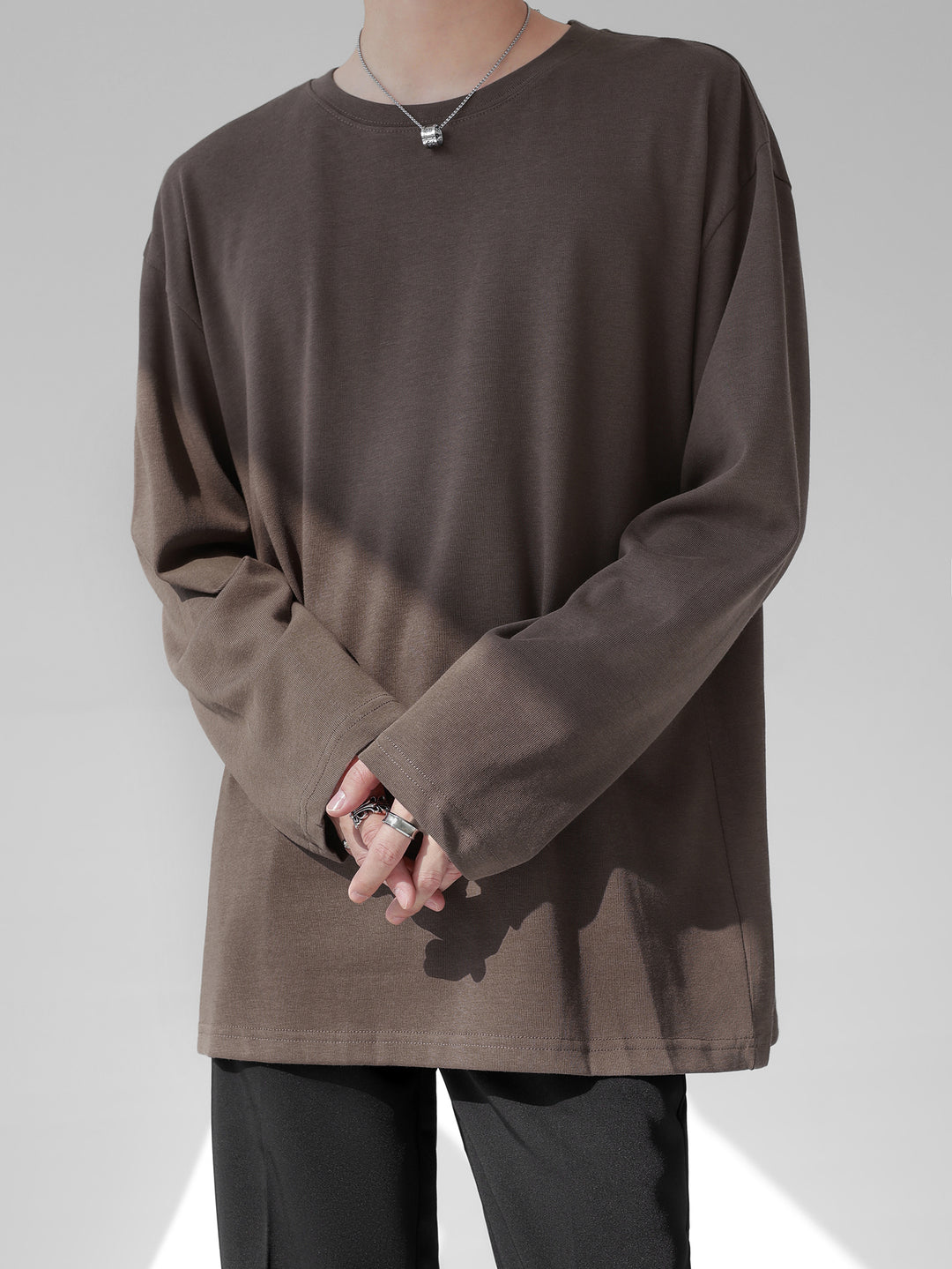 [HOHO] Self-made high-end drape solid color T-shirt J0083