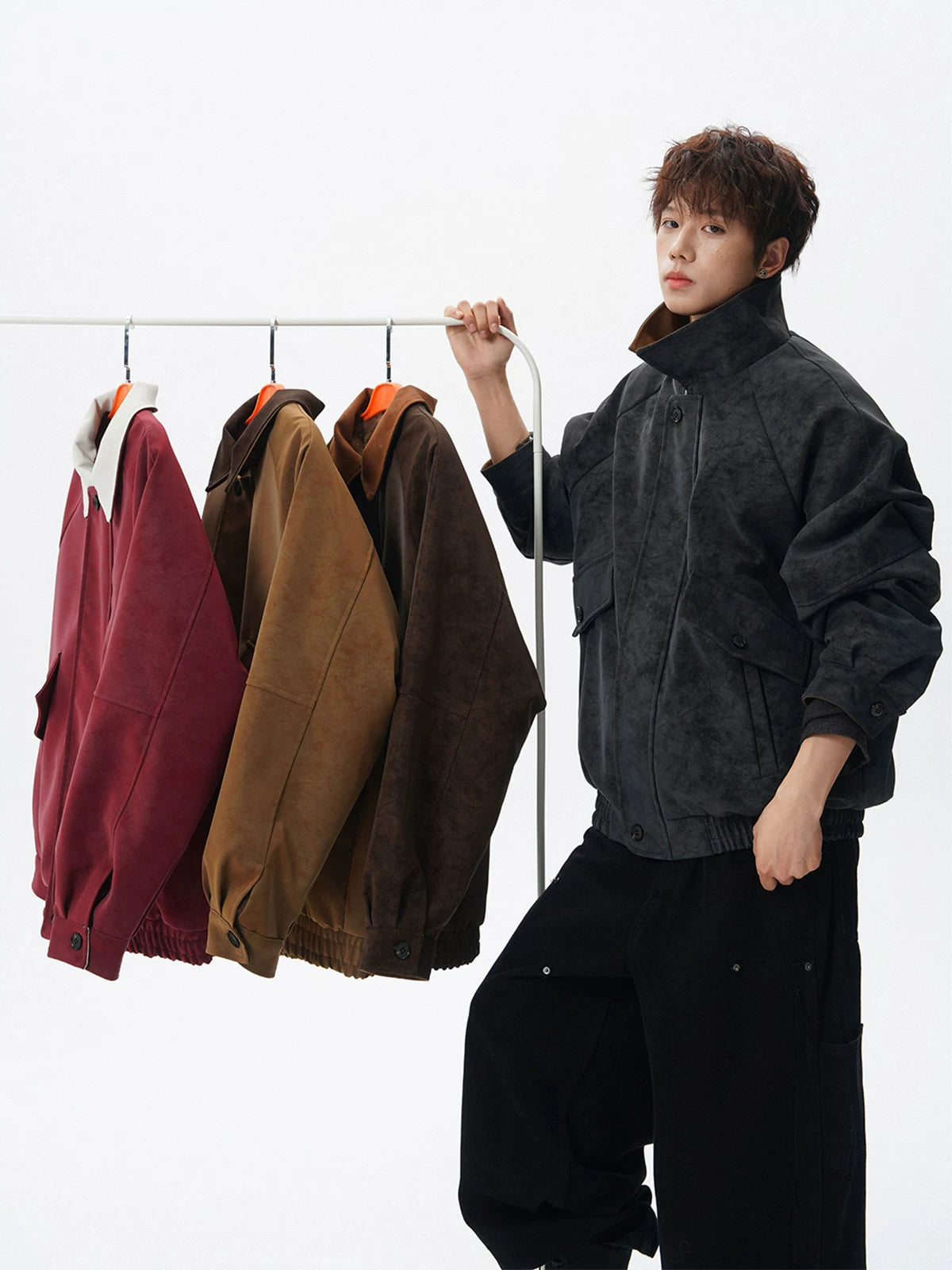 Vintage Suede Lapel Cotton Jacket FE0711