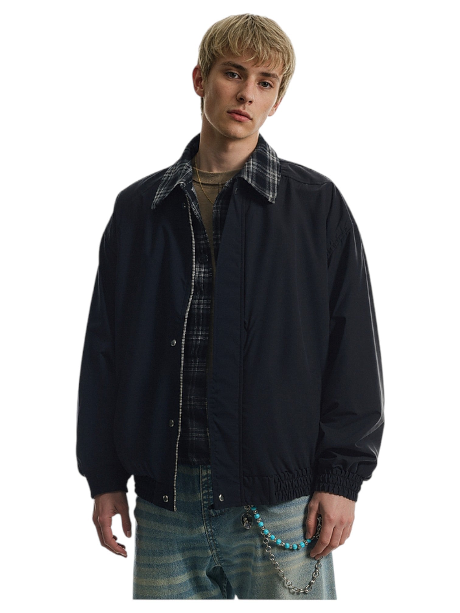 LAYERED PLAID WORK JACKET T0147