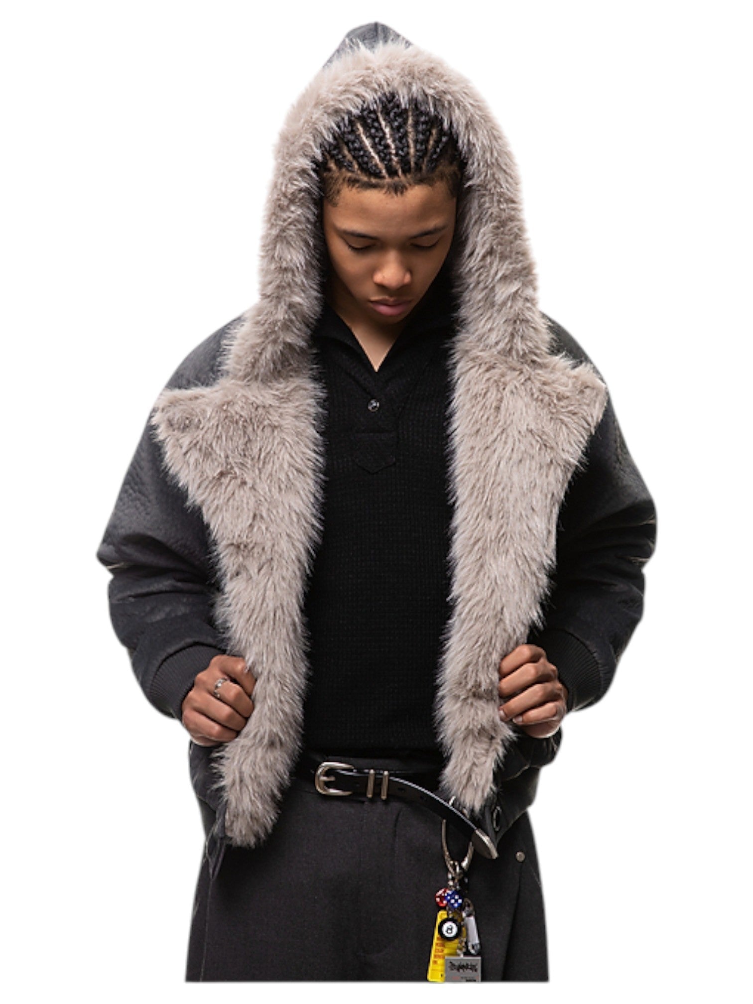 FAUX FUR-COLLAR PADDED JACKET T0144